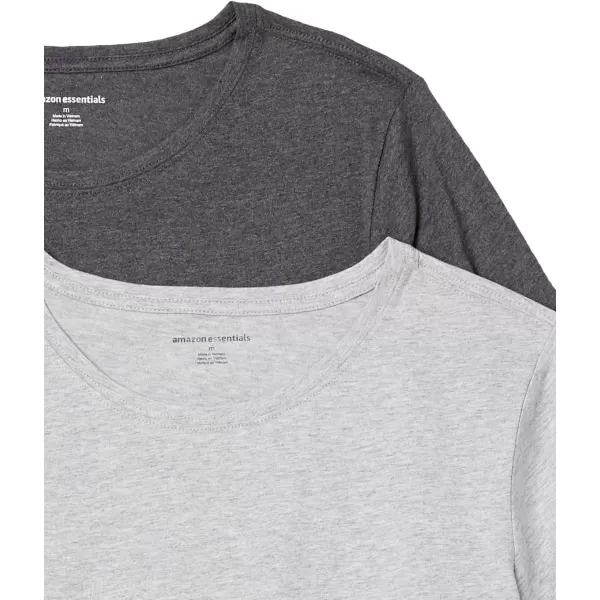 Amazon Essentials Womens ClassicFit 100 Cotton ShortSleeve Crewneck TShirt Available in Plus Size Pack of 2Charcoal HeatherLight Grey Heather