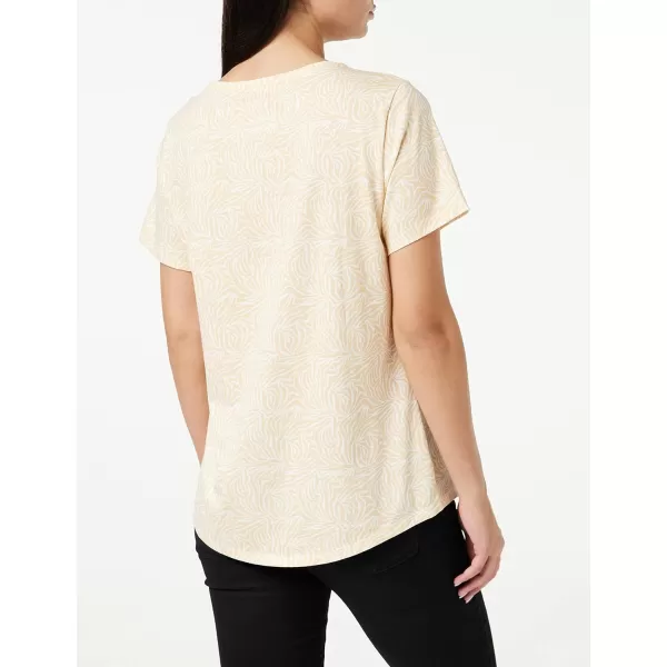 Amazon Essentials Womens ClassicFit 100 Cotton ShortSleeve Crewneck TShirt Available in Plus Size Pack of 2Tan Animal PrintWhite