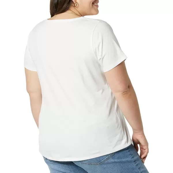 Amazon Essentials Womens ClassicFit 100 Cotton ShortSleeve Crewneck TShirt Available in Plus Size Pack of 2White