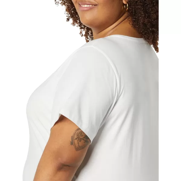 Amazon Essentials Womens ClassicFit 100 Cotton ShortSleeve Crewneck TShirt Available in Plus Size Pack of 2White