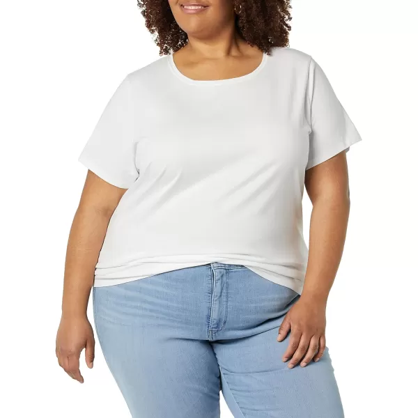 Amazon Essentials Womens ClassicFit 100 Cotton ShortSleeve Crewneck TShirt Available in Plus Size Pack of 2White