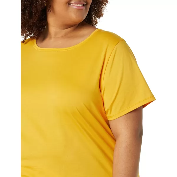 Amazon Essentials Womens ClassicFit 100 Cotton ShortSleeve Crewneck TShirt Available in Plus Size Pack of 2WhiteGolden Yellow