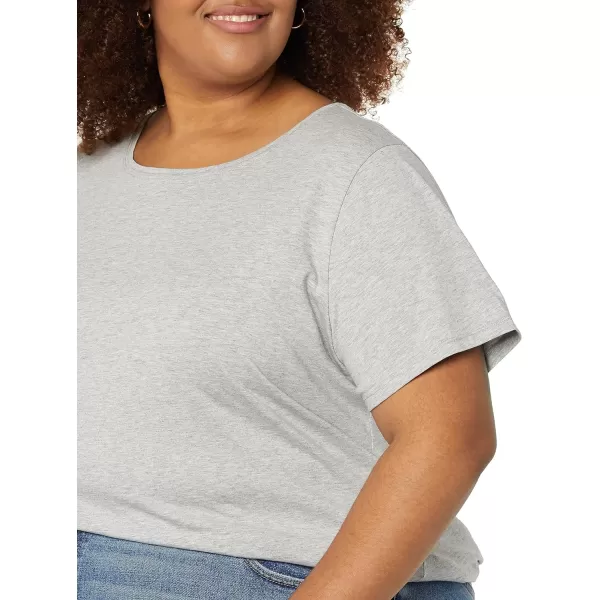 Amazon Essentials Womens ClassicFit 100 Cotton ShortSleeve Crewneck TShirt Available in Plus Size Pack of 2WhiteLight Grey Heather