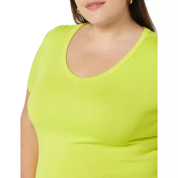 Amazon Essentials Womens ClassicFit 100 Cotton ShortSleeve Crewneck TShirt Available in Plus Size Pack of 2WhiteLime Green