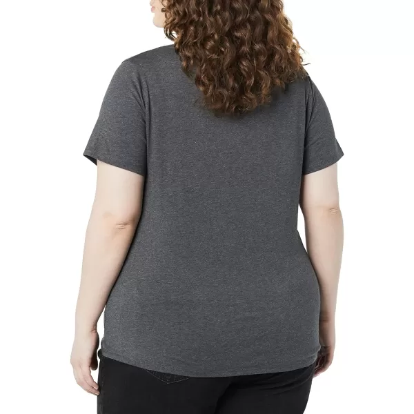 Amazon Essentials Womens ClassicFit 100 Cotton ShortSleeve VNeck TShirt Available in Plus Size Pack of 2BlackCharcoal Heather