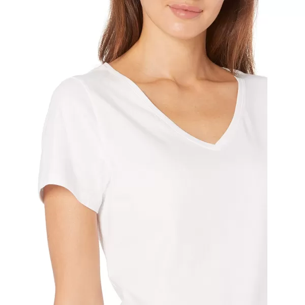 Amazon Essentials Womens ClassicFit 100 Cotton ShortSleeve VNeck TShirt Available in Plus Size Pack of 2BlackWhite