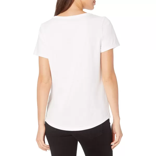 Amazon Essentials Womens ClassicFit 100 Cotton ShortSleeve VNeck TShirt Available in Plus Size Pack of 2BlackWhite