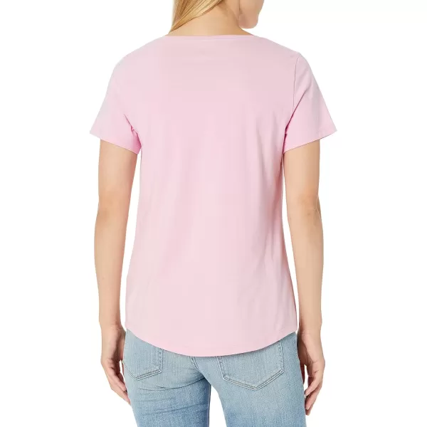 Amazon Essentials Womens ClassicFit 100 Cotton ShortSleeve VNeck TShirt Available in Plus Size Pack of 2Bright PinkRed Dots
