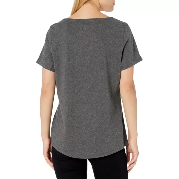 Amazon Essentials Womens ClassicFit 100 Cotton ShortSleeve VNeck TShirt Available in Plus Size Pack of 2Charcoal HeatherLight Grey Heather