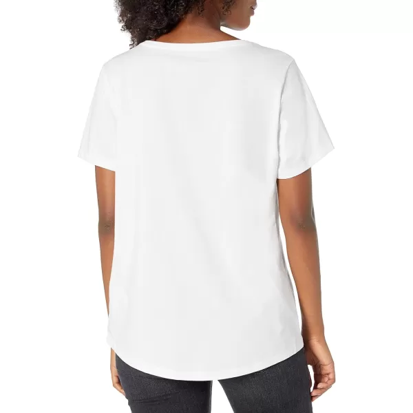 Amazon Essentials Womens ClassicFit 100 Cotton ShortSleeve VNeck TShirt Available in Plus Size Pack of 2White