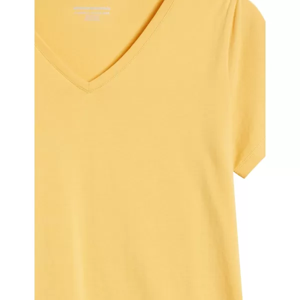 Amazon Essentials Womens ClassicFit 100 Cotton ShortSleeve VNeck TShirt Available in Plus Size Pack of 2WhiteDark Yellow