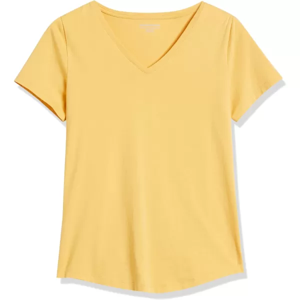 Amazon Essentials Womens ClassicFit 100 Cotton ShortSleeve VNeck TShirt Available in Plus Size Pack of 2WhiteDark Yellow