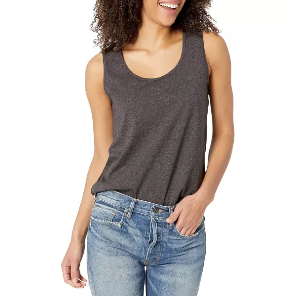 Amazon Essentials Womens ClassicFit 100 Cotton Sleeveless Tank Top Pack of 2Charcoal HeatherLight Grey Heather
