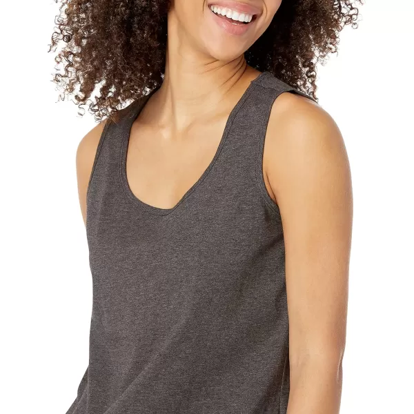 Amazon Essentials Womens ClassicFit 100 Cotton Sleeveless Tank Top Pack of 2Charcoal HeatherLight Grey Heather