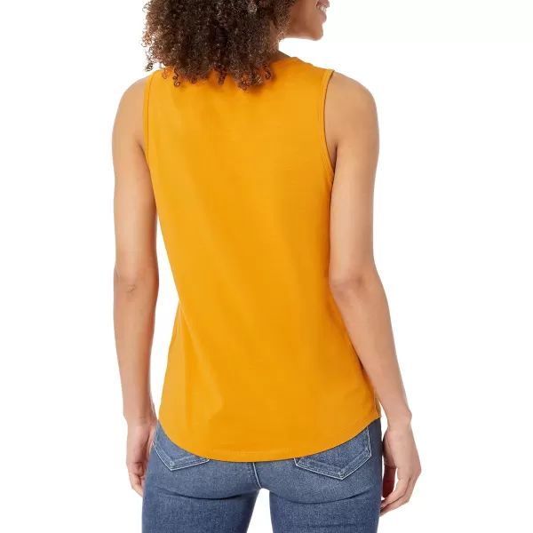 Amazon Essentials Womens ClassicFit 100 Cotton Sleeveless Tank Top Pack of 2Coral OrangeGolden Yellow