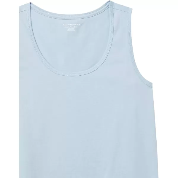 Amazon Essentials Womens ClassicFit 100 Cotton Sleeveless Tank Top Pack of 2GreenLight Blue