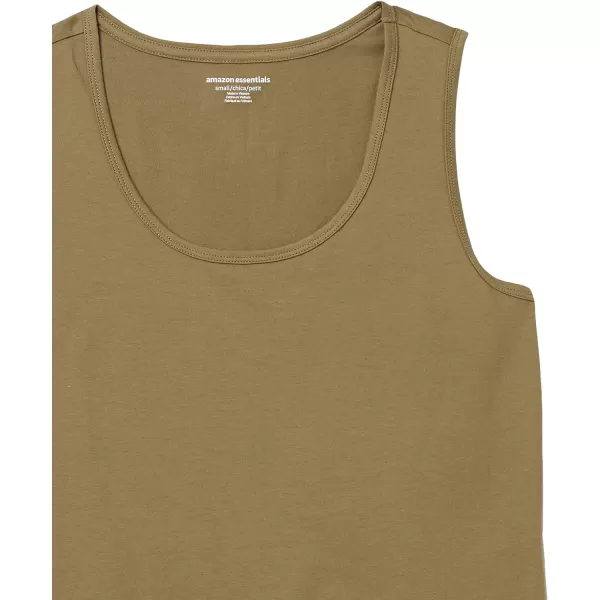 Amazon Essentials Womens ClassicFit 100 Cotton Sleeveless Tank Top Pack of 2OliveBlack