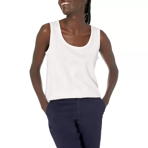 Amazon Essentials Womens ClassicFit 100 Cotton Sleeveless Tank Top Pack of 2White