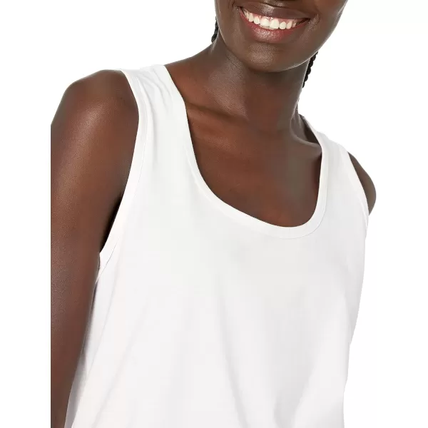 Amazon Essentials Womens ClassicFit 100 Cotton Sleeveless Tank Top Pack of 2White