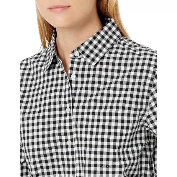 Amazon Essentials Womens ClassicFit 34 Sleeve Poplin ShirtBlack White Gingham