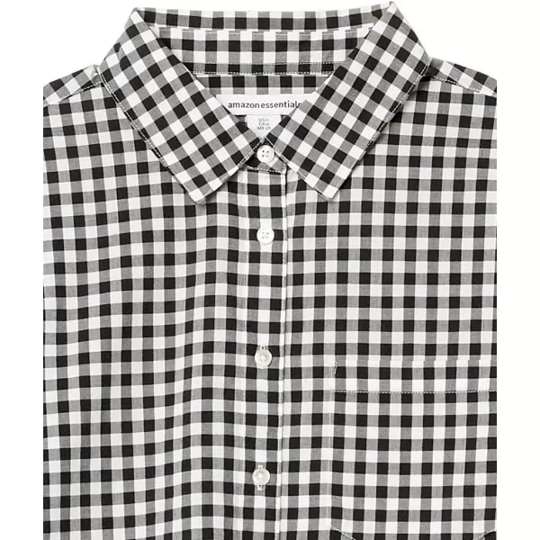 Amazon Essentials Womens ClassicFit 34 Sleeve Poplin ShirtBlack White Gingham