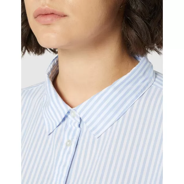 Amazon Essentials Womens ClassicFit 34 Sleeve Poplin ShirtFrench Blue Stripe