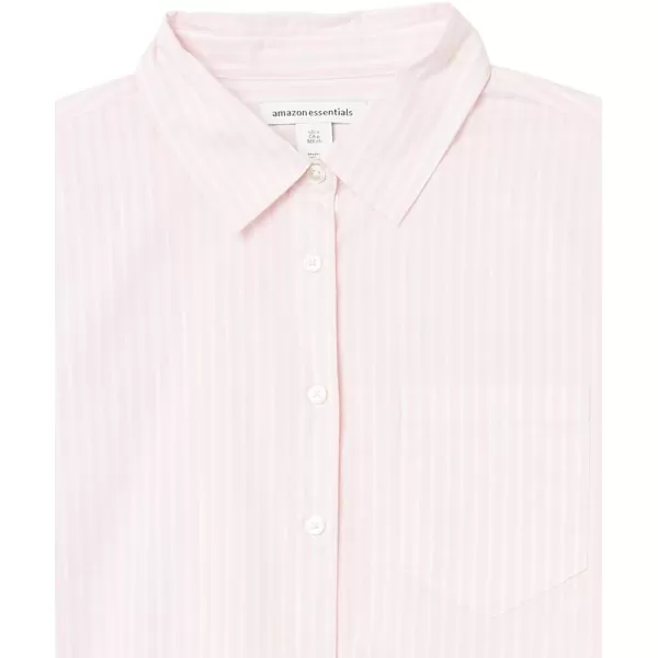 Amazon Essentials Womens ClassicFit 34 Sleeve Poplin ShirtPink Stripe