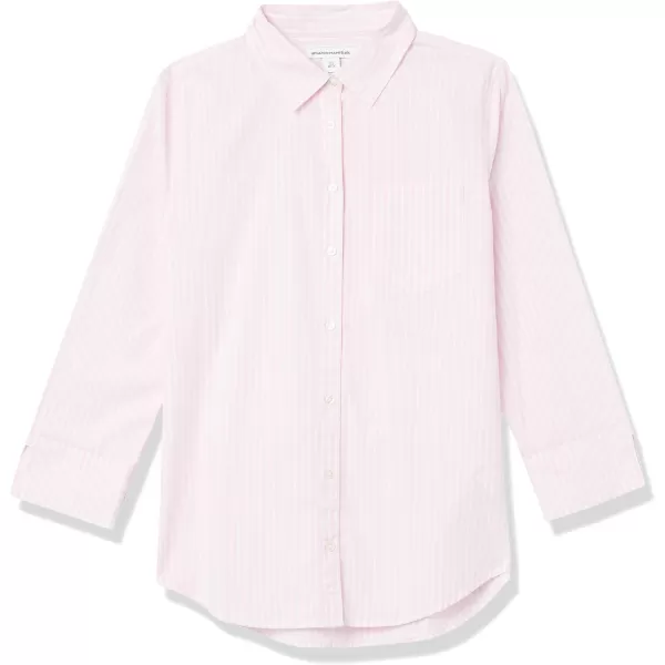 Amazon Essentials Womens ClassicFit 34 Sleeve Poplin ShirtPink Stripe