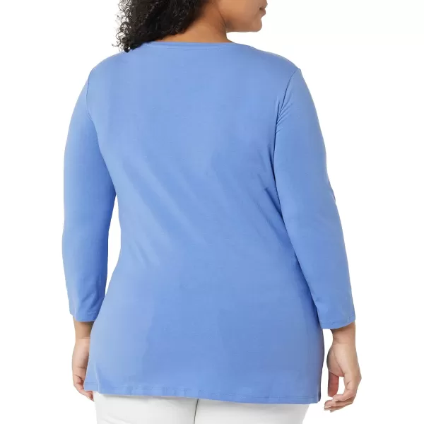 Amazon Essentials Womens ClassicFit 34 Sleeve VNeck TShirt Available in Plus Size Multipacks1 Blue