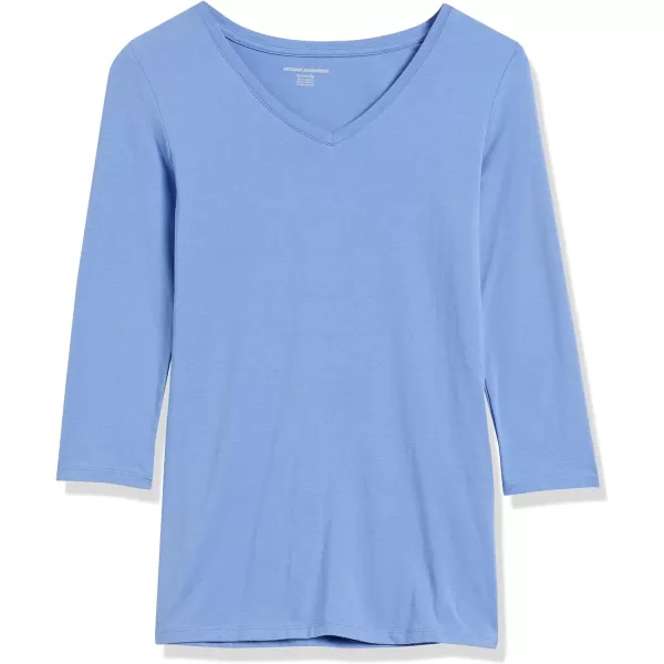 Amazon Essentials Womens ClassicFit 34 Sleeve VNeck TShirt Available in Plus Size Multipacks1 Blue