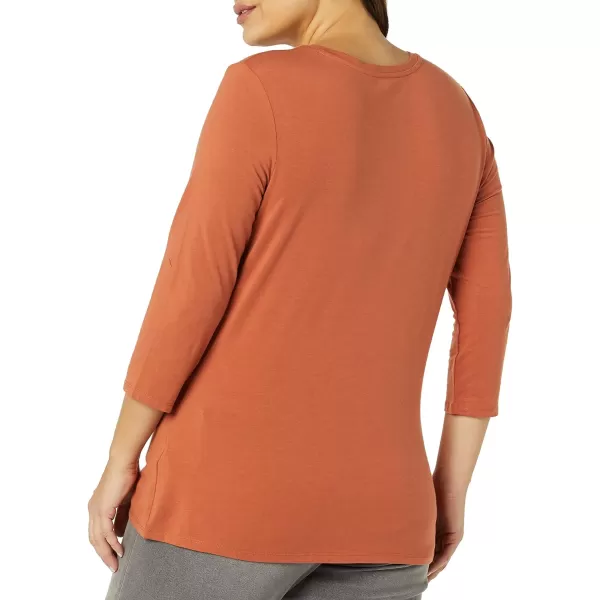 Amazon Essentials Womens ClassicFit 34 Sleeve VNeck TShirt Available in Plus Size Multipacks1 Caramel