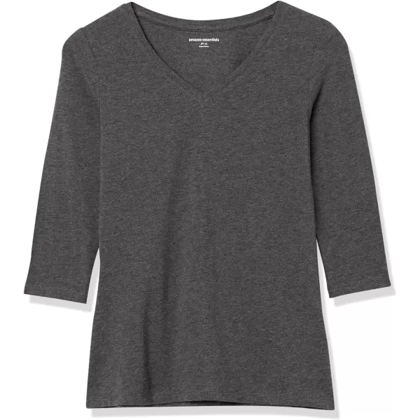 Amazon Essentials Womens ClassicFit 34 Sleeve VNeck TShirt Available in Plus Size Multipacks1 Charcoal Heather