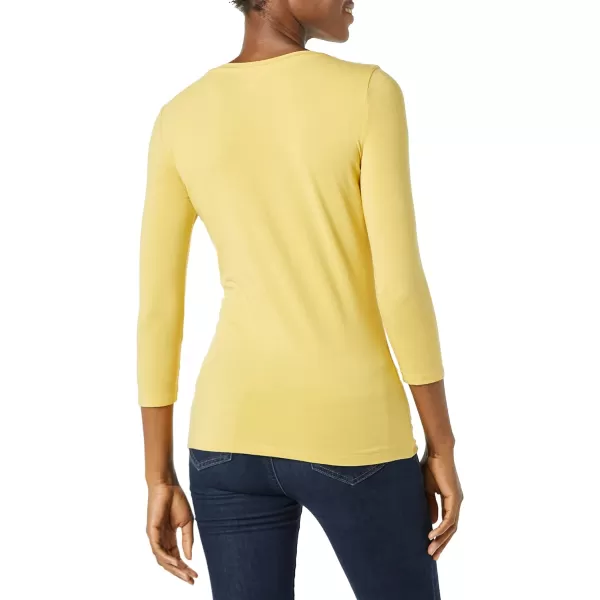 Amazon Essentials Womens ClassicFit 34 Sleeve VNeck TShirt Available in Plus Size Multipacks1 Dark Yellow