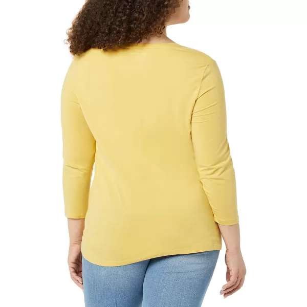 Amazon Essentials Womens ClassicFit 34 Sleeve VNeck TShirt Available in Plus Size Multipacks1 Dark Yellow