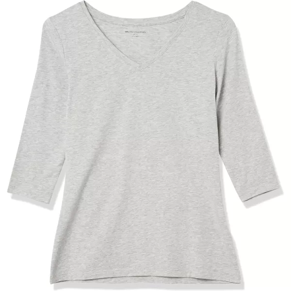 Amazon Essentials Womens ClassicFit 34 Sleeve VNeck TShirt Available in Plus Size Multipacks1 Light Grey Heather