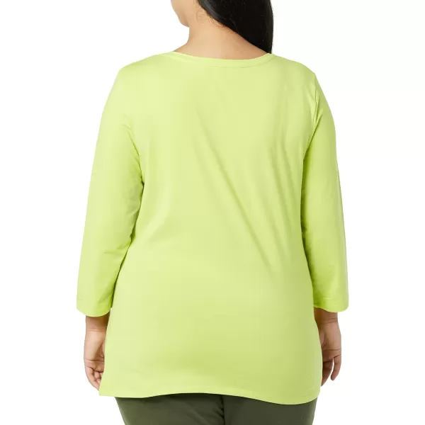 Amazon Essentials Womens ClassicFit 34 Sleeve VNeck TShirt Available in Plus Size Multipacks1 Lime Green