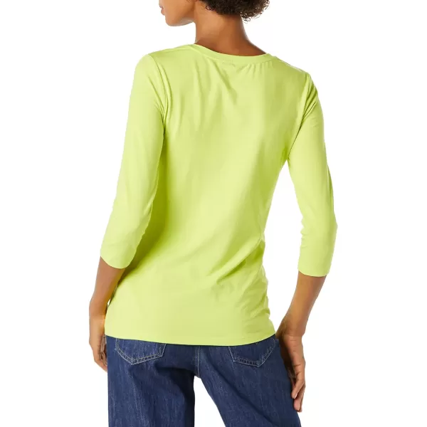 Amazon Essentials Womens ClassicFit 34 Sleeve VNeck TShirt Available in Plus Size Multipacks1 Lime Green