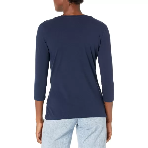 Amazon Essentials Womens ClassicFit 34 Sleeve VNeck TShirt Available in Plus Size Multipacks1 Navy