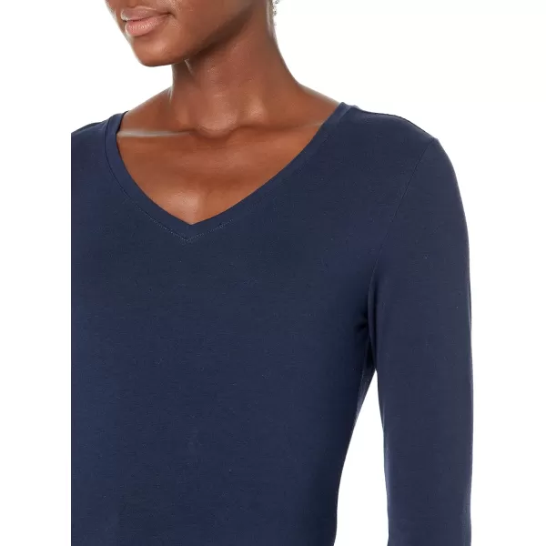 Amazon Essentials Womens ClassicFit 34 Sleeve VNeck TShirt Available in Plus Size Multipacks1 Navy