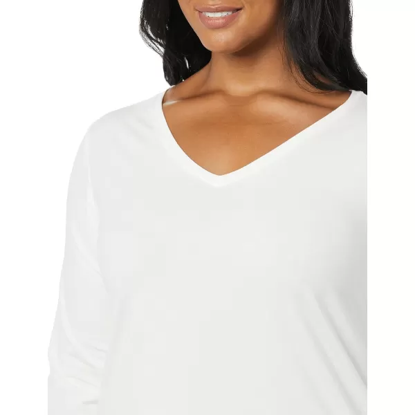 Amazon Essentials Womens ClassicFit 34 Sleeve VNeck TShirt Available in Plus Size Multipacks2 White