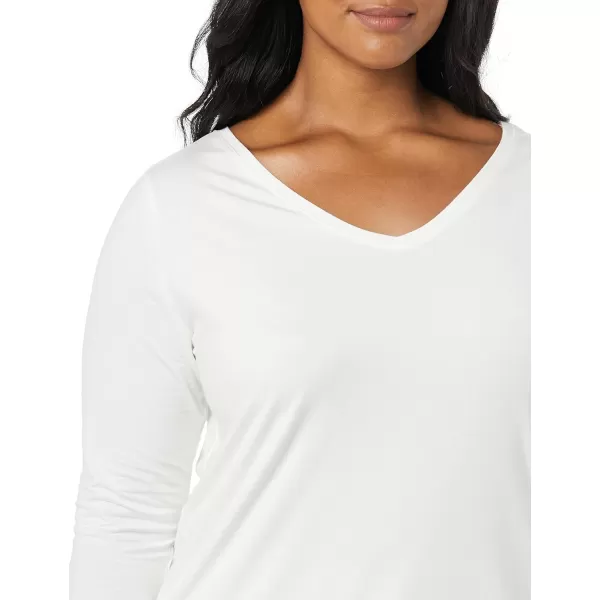 Amazon Essentials Womens ClassicFit 34 Sleeve VNeck TShirt Available in Plus Size Multipacks2 WhiteLight Camel