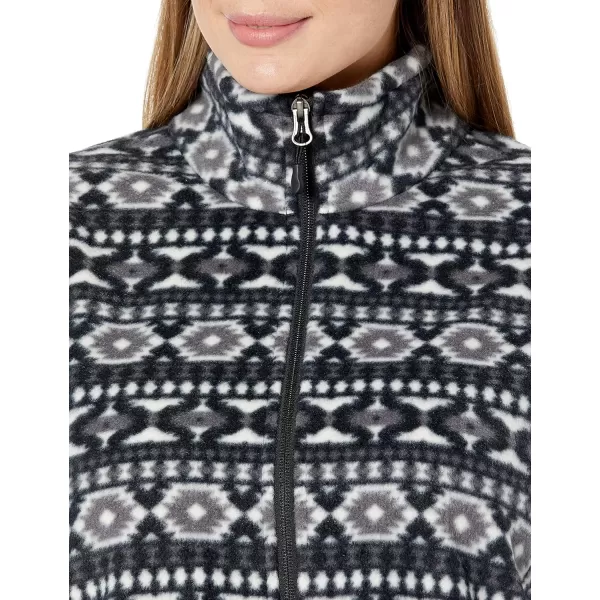 Amazon Essentials Womens ClassicFit FullZip Polar Soft Fleece Jacket Available in Plus SizePolyester BlackWhite Geo Print