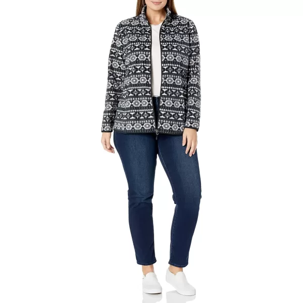 Amazon Essentials Womens ClassicFit FullZip Polar Soft Fleece Jacket Available in Plus SizePolyester BlackWhite Geo Print