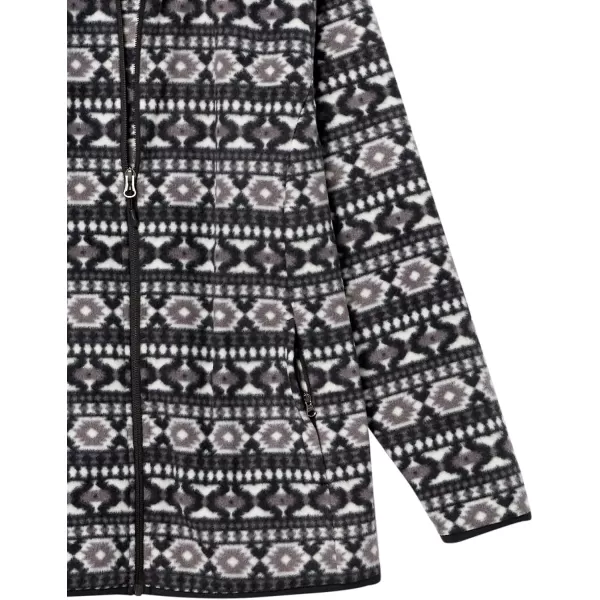 Amazon Essentials Womens ClassicFit FullZip Polar Soft Fleece Jacket Available in Plus SizePolyester BlackWhite Geo Print