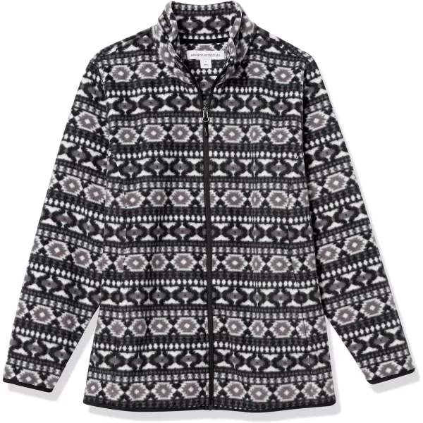 Amazon Essentials Womens ClassicFit FullZip Polar Soft Fleece Jacket Available in Plus SizePolyester BlackWhite Geo Print