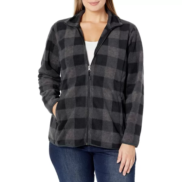 Amazon Essentials Womens ClassicFit FullZip Polar Soft Fleece Jacket Available in Plus SizePolyester Charcoal Buffalo Plaid