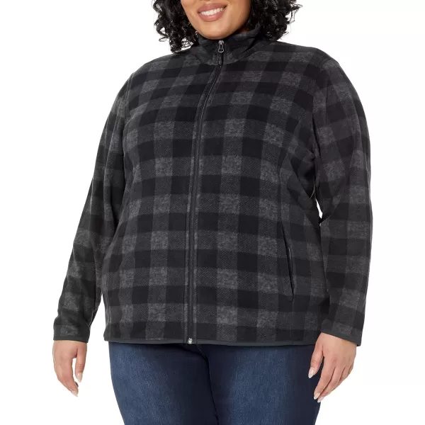 Amazon Essentials Womens ClassicFit FullZip Polar Soft Fleece Jacket Available in Plus SizePolyester Charcoal Mini Buffalo Plaid