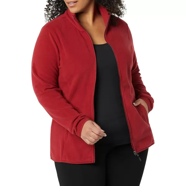 Amazon Essentials Womens ClassicFit FullZip Polar Soft Fleece Jacket Available in Plus SizePolyester Dark Red