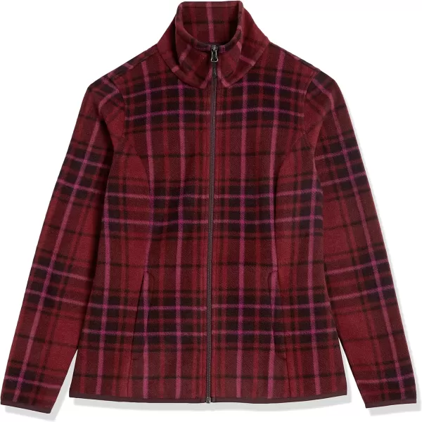 Amazon Essentials Womens ClassicFit FullZip Polar Soft Fleece Jacket Available in Plus SizePolyester Dark Red Plaid