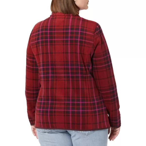 Amazon Essentials Womens ClassicFit FullZip Polar Soft Fleece Jacket Available in Plus SizePolyester Dark Red Plaid